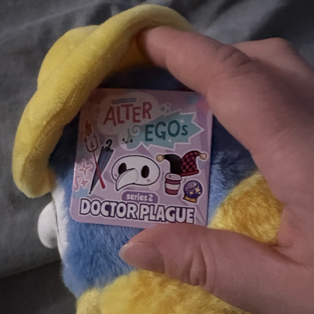 Plush Plague Doctor Toy with Yellow Hat - Picture 3 of 4